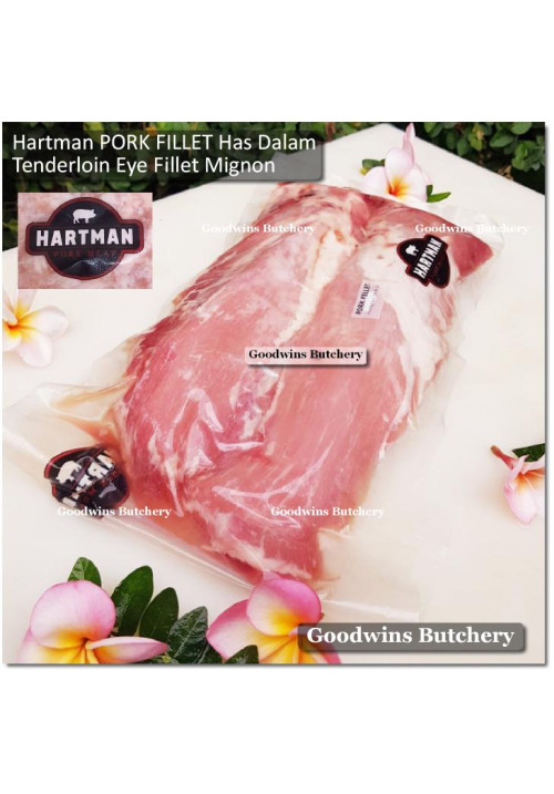 Pork eye fillet mignon has dalam babi frozen TENDERLOIN HARTMAN Manado +/- 1.3 kg/pack 2pcs (price/kg)